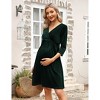 Women's Maternity Dress 3/4 Sleeve V Neck Nursing Dresses Casual A Line Ruffle Party Midi Dress - 4 of 4