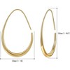 Lightweight Teardrop Hoop Earrings for Women - 14k Gold/White Gold Plated Large Oval Pull Through Hoop Earrings High - 2 of 4