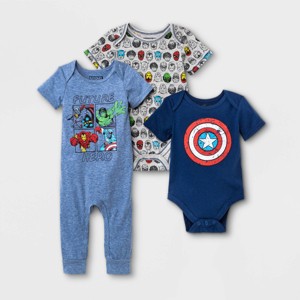 Baby Boys' 3pc Marvel Top & Bottom Set - Blue - 1 of 4