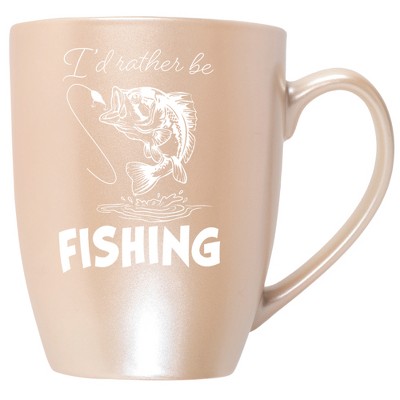 Elanze Designs I'D Rather Be Fishing Precious Pearl 10 ounce New Bone China Coffee Cup Mug