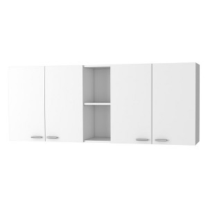 HomeRoots 59" White Wood Wall Mounted Accent Cabinet With Four Doors - 1 of 4