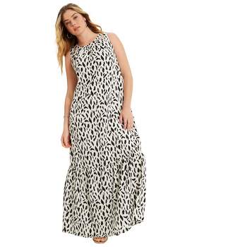 June + Vie by Roaman's Women's Plus Size Cutout Neckline Maxi Dress