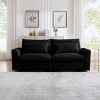 2 Seater Corduroy Sofa, Modular Couch with Deep Seat and Soft Pillows, 86.6" Sectional for Living Room-3irtyhousy - 2 of 4