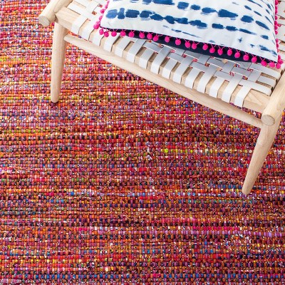 Hand-Tufted Red Cotton 8' x 10' Reversible Area Rug