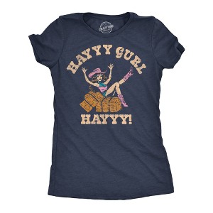 Womens Funny T Shirts Hayyy Gurl Hayyy Sarcastic Cowgirl Graphic Novelty Tee For Ladies - Crazy Dog Women's T Shirt with Fun Design - 1 of 4
