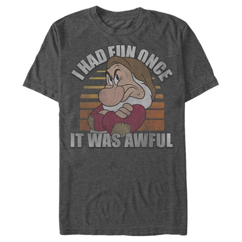 Men's Snow White and the Seven Dwarves Grumpy Fun Once T-Shirt - Charcoal  Heather - 2X Large