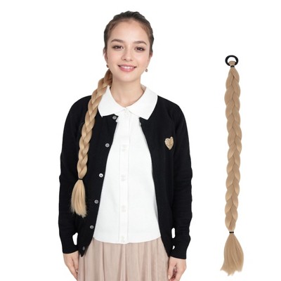 Alilang 24 Inch Long Braided Ponytail Hair Extension with Elastic Band Natural Synthetic Braid