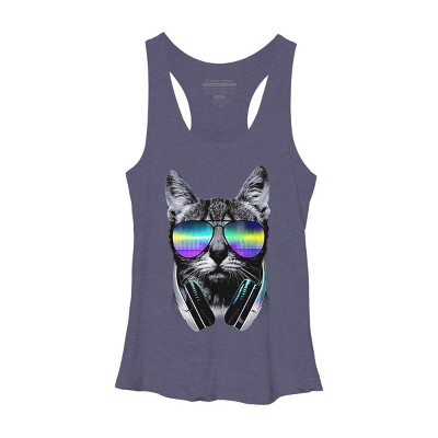 Women's Design By Humans Music Lover Cat By clingcling Racerback Tank Top