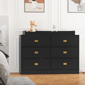 6 Drawer Baby Dresser with Anti-Tip Kit, Waterproof Top & Safety Rails | Non-Toxic MDF Storage - 1 of 4