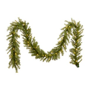 9' Prelit Norwood Fir Artificial Garland Warm White Lights - National Tree Company - 1 of 4