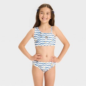 Girls' One Shoulder Stitch Bikini - The Disney Collection by Cat & Jack™ White - 1 of 3