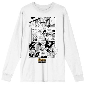 Saturday AM Clock Striker Manga Page Cast Punching Adult White Long Sleeve Tee - 1 of 3