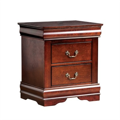 CLIHOME 2 Dovetail Drawers Classic Transitional Solid Wood Nightstand with Handle