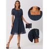 Allegra K Women's Square Neck Metallic Stars Ruffle A-Line Stretch Waist Midi Dress - 2 of 4