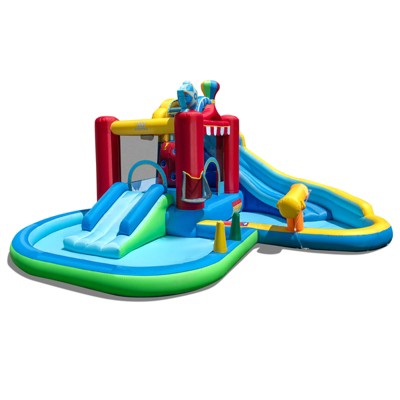 Costway Inflatable Water Park Kids Blow up Water Slide with Splash Pool Water Cannon
