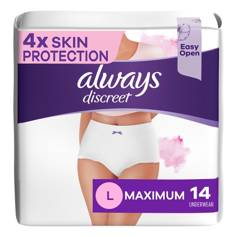 Always Discreet Boutique Incontinence Underwear for Women, Maximum  Protection, Large - 10 ct