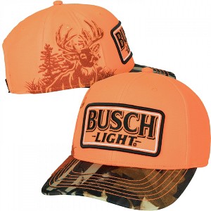 Adult Busch Light Blaze Orange Buck Hunter Camo Brim Adjustable Hat - 1 of 4