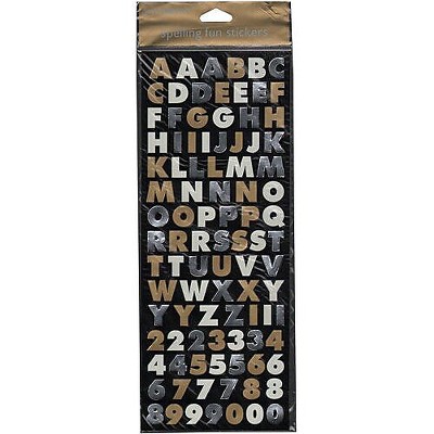 JAM Paper Self-Adhesive Alphabet Letter Stickers Gold and Silver 2132816503