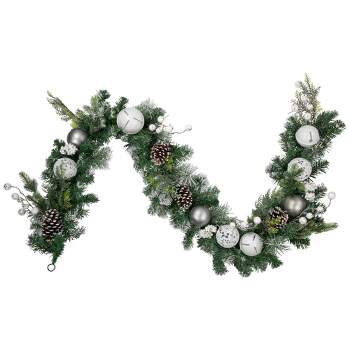 Northlight 6' Green Pine Frosted Artificial Christmas Garland with Pinecones and Ornaments, Unlit