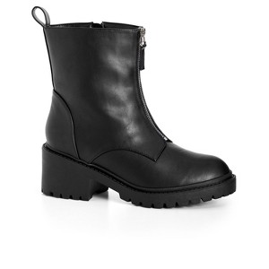 Women's Plus Size WIDE FIT Zelda Zip Ankle Boot - black | CITY CHIC - 1 of 4