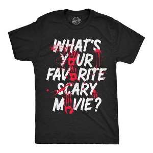 Mens Funny T Shirts Whats Your Favorite Scary Movie Sarcastic Scary Graphic Novelty Tee for Men - Crazy Dog Men's T Shirt With Movie Sayings - 1 of 4