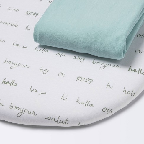 Jersey Bassinet Fitted Sheet Hello And Solid Green 2pk Cloud Island Target