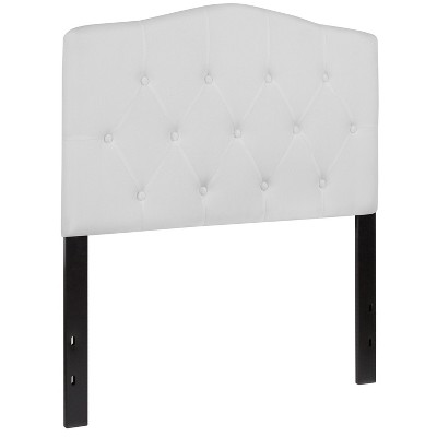 White Twin Tufted Upholstered Metal Headboard