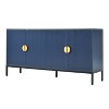 63"W Exquisite Vertical-Striped Sideboard with Metal Legs and Semi-Circular Handles, 4-Door Storage Cabinet with Adjustable Shelves -ModernLuxe - 4 of 4