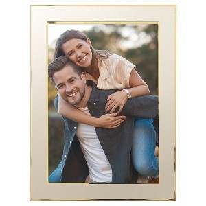 REGALWOVEN Home Room Modern Brushed Aluminum Real Glass Photo Frame 1 Pc - 1 of 4