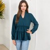 Anna-Kaci Women's Long Sleeve Tiered Babydoll Blouse with V-Neck for Casual Looks - 3 of 4