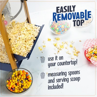 Navy and Gold Vintage Popcorn Cart with 8-Ounce Kettle