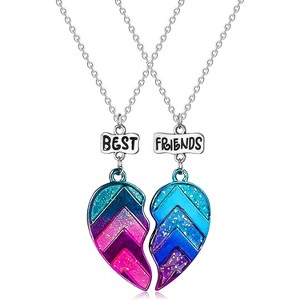 Bff Necklace for 2-Matching Heart Best Friends Forever Rainbow Pendant Friendship Necklace Gifts for Best Friend Necklaces - 1 of 4