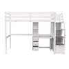 NicBex Twin over Twin Bunk Bed with Desk Pine Bed Frame with 2 Shelves, 4 Drawers, Storage Stairs and Guardrail, No Box Spring Required, White - 3 of 4