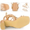 Perphy Women's Square Toe Strappy Lace Up Slingback Chunky Heel Sandals - 3 of 3