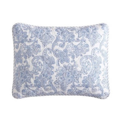 Blue Paisley Cotton Twin Quilt Set with Shams