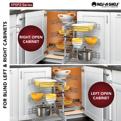 Rev-A-Shelf 3 Tier Pullout Shelf Organizer for Blind Corner Kitchen/Bathroom Cabinets with Soft-Close, 48" Adjustable Shelves, Chrome, 5PSP3-18SC-CR — фото 4