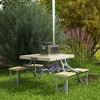 Outsunny Folding Camping Table and Chairs Set, Portable Picnic Table with Umbrella Hole and Aluminum Frame - 2 of 4