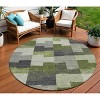 Olive Green And Artichoke Green Geometric Washable Indoor Outdoor Area Rug - 2 of 4