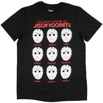 Friday The 13th The Many Moods Of Jason Voorhees Mask Shirt Distressed Licensed Graphics Tee