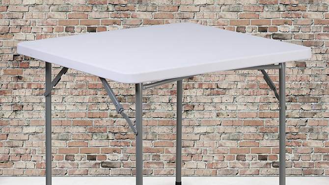 Emma and Oliver 2.81-Foot Square Granite White Plastic Folding Table - Card Table/Game Table, 2 of 11, play video
