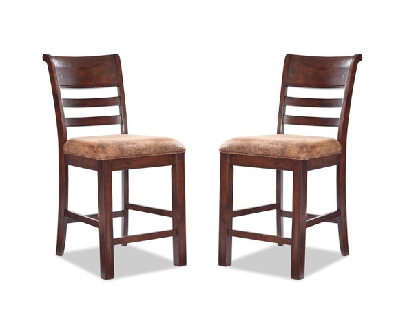 Bench Creek Ladderback Barstool Rusty Pine Finish (Set of 2) - Intercon