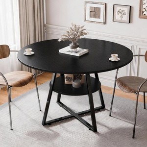 MAXYOYO 47" Round Dining Table for 4, Dining Table with Storage, Wood Circle Dinner Table for Kitchen, Living Room - 1 of 4