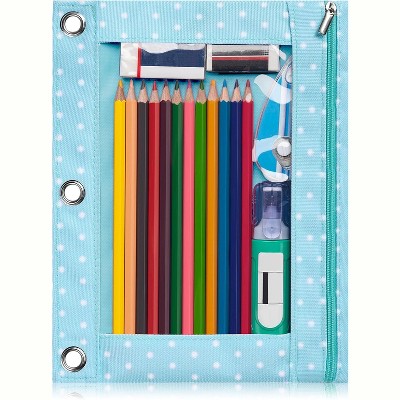 Paaaawaters Pencil Pouch for 3 Ring Binder, Large Pencil Case Pouch with 3 Reinforced Grommets, Pen Bag, Clear Window Pencil Case
