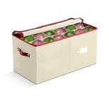 OSTO Christmas Ornament Storage Box Stores Up to 54 Holiday Ornaments of 4” Non-Woven Fabric with Carry handles, 2-way zipper, and Card Slot