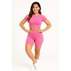 Womens Seamless 2 Piece Activewear Set- Crop Top and Biker Short - 2 of 4