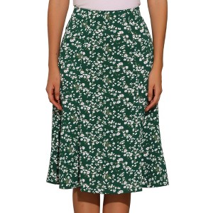 INSPIRE CHIC Women's Print Floral Peasant Elastic Waist A-Line Midi Skirts - 1 of 4