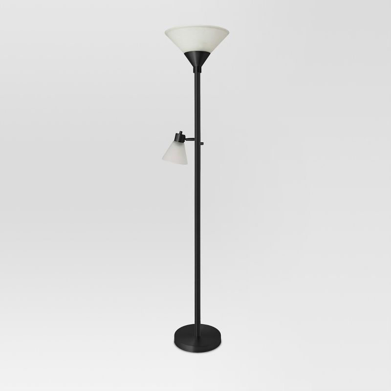 Mother Daughter Torchiere Floor Lamp with Glass Shade - Threshold™, 1 of 7