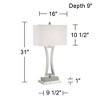 360 Lighting Roxie Modern Table Lamps Set of 2 with White Marble Risers 31" Tall Brushed Nickel Off White Fabric Shade for Bedroom Living Room Bedside - 4 of 4