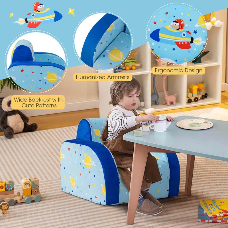 Costway 3-in-1 Convertible Kid's Sofa Multifunctional Flip-out Lounger Bed Armchair, 2 of 11