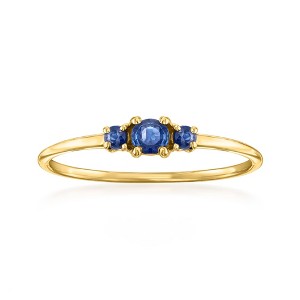 Pure Collection by Ross-Simons 0.10 ct. t.w. Sapphire 3-Stone Ring in 14kt Yellow Gold Size 9 - 1 of 4